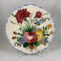 Italian Renaissance Revival Faïence Nove Rose Floral Round Platter